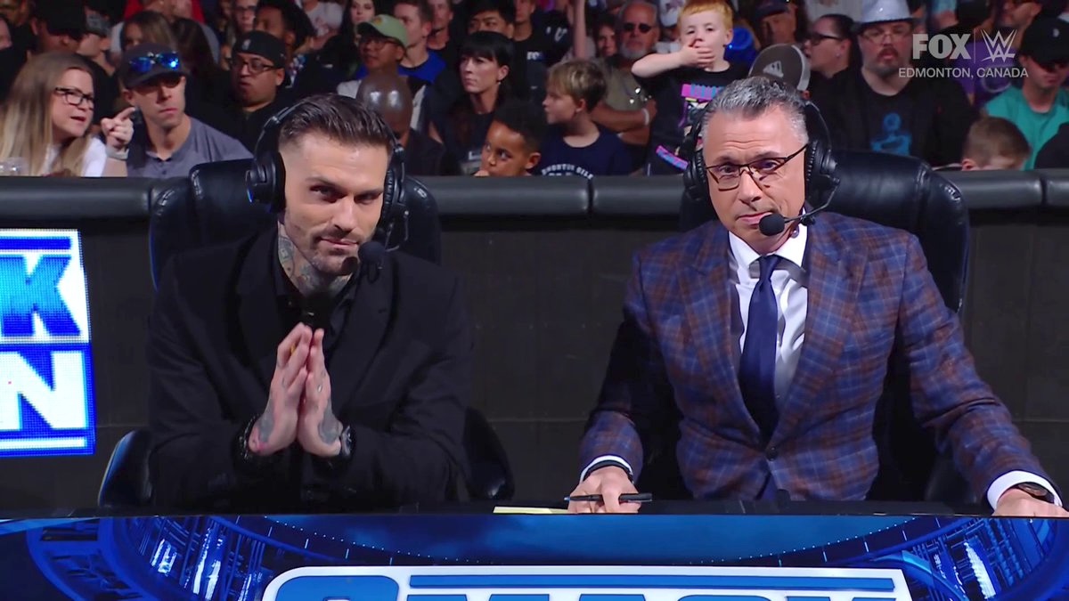 Corey Graves and Michael Cole on commentary