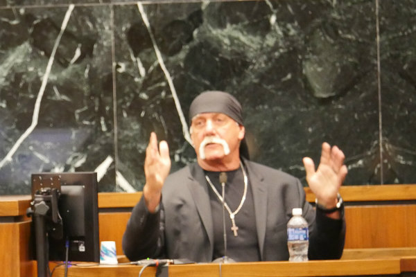 Hulk Hogan testifies in Gawker trial (Pool photo via Tampa Bay Times)