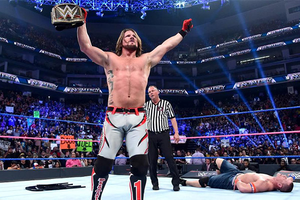 aj styles wwe world title no mercy