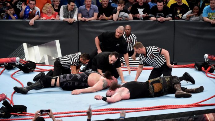 big show braun strowman ring collapse