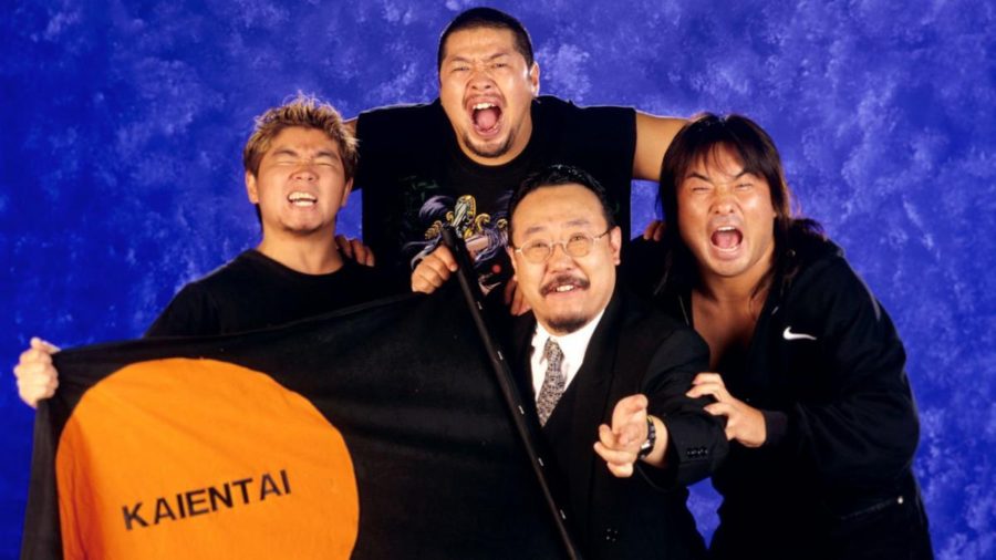 Yamaguchi San with Kai En Tai. Photo Credit: WWE.com