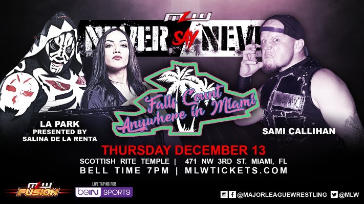 LA Park Vs Sami Callihan, Falls Count Anywhere, Booked For MLW Never Say Never