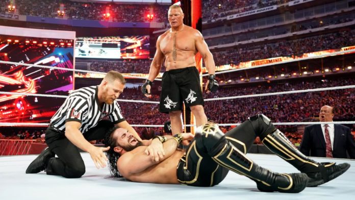 Brock Lesnar vs. Seth Rollins at WrestleMania. Photo Credit: WWE.com