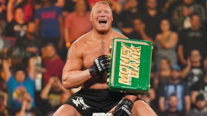 Brock Lesnar with the Money In The Bank. Photo Credit: WWE.com