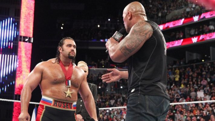 Rusev and the Rock. Photo Credit: WWE.com