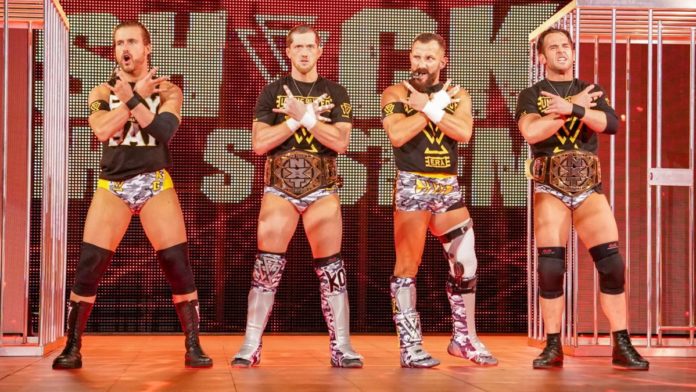 Adam Cole with Undisputed Era. Photo Credit: WWE.com