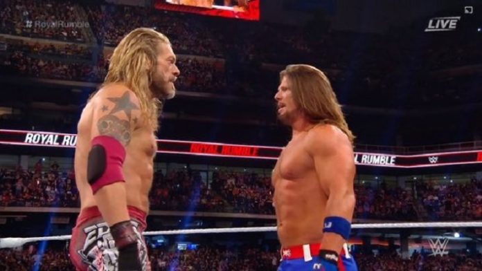 Edge and AJ Styles came face to face in Royal Rumble