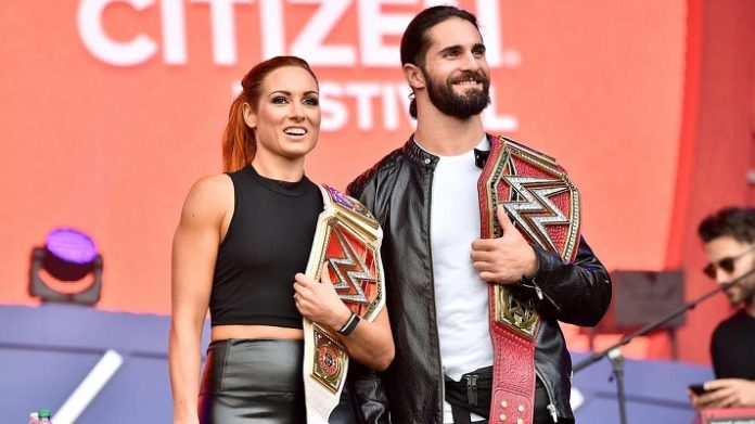 Becky Lynch and Seth Rollins