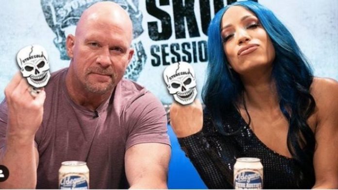 Sasha Banks and Steve Austin