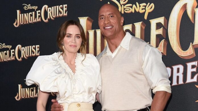 The Rock with Jungle Cruise co-star Emily Blunt