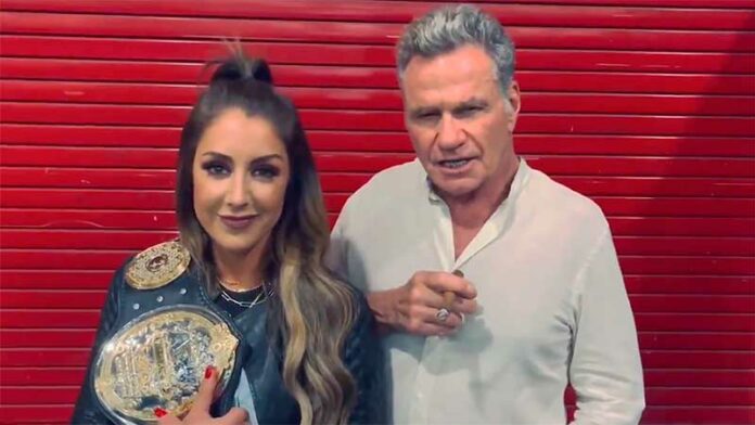 Britt Baker and actor Martin Kove (John Kreese from Cobra Kai/Karate Kid)