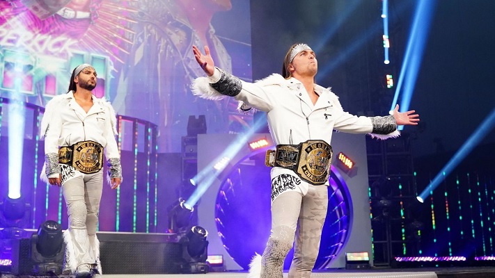 The Young Bucks with AEW Tag Team Championships