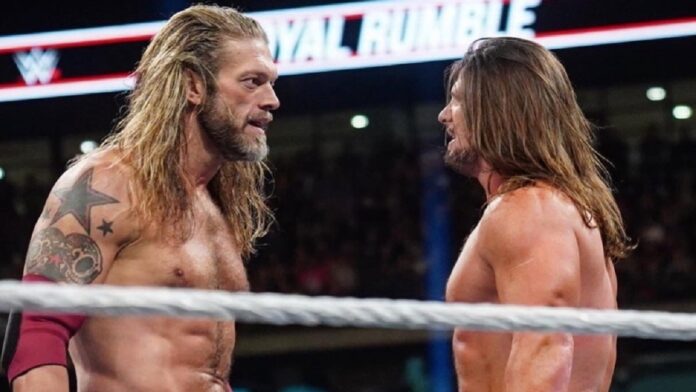 AJ Styles and Edge during the 2020 Royal Rumble