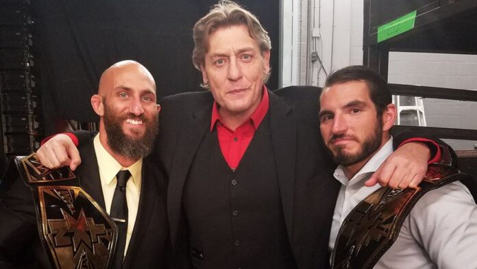 Johnny Gargano and Tommaso Ciampa with William Regal