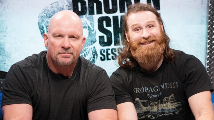 Sami Zayn with Stone Cold Steve Austin