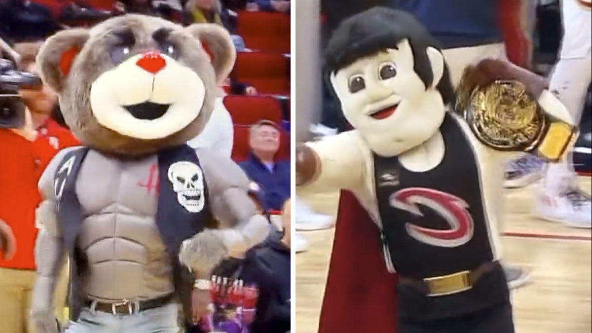 Watch: Mascots Brawl at WWE Night at Houston Rockets Game