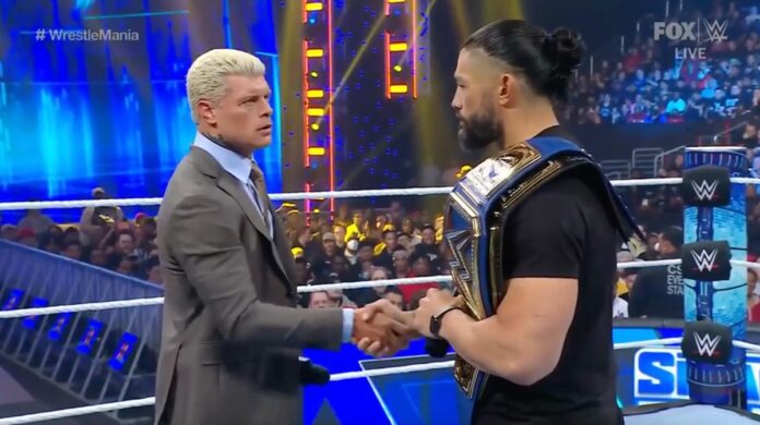 Cody Rhodes and Roman Reigns on SmackDown