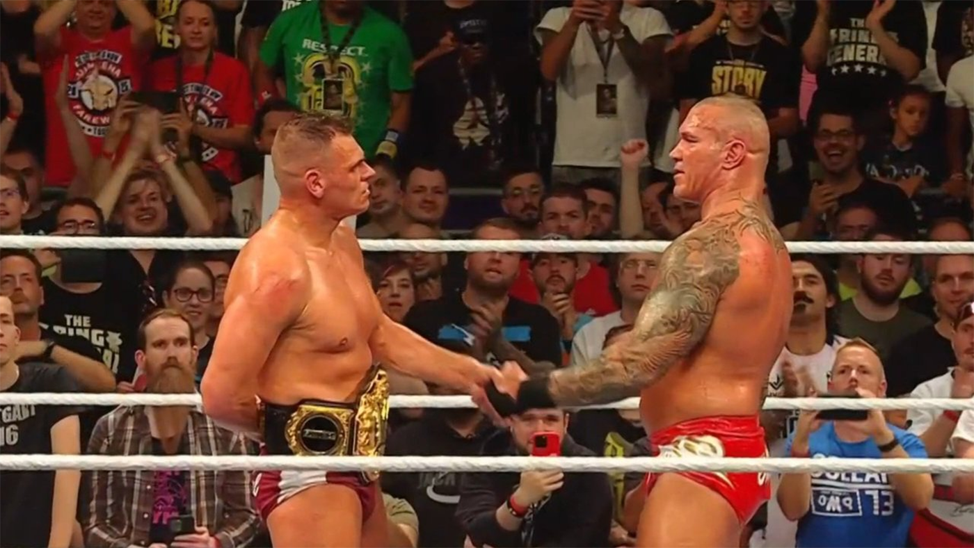 GUNTHER Shakes Hands With Randy Orton After Title Defense