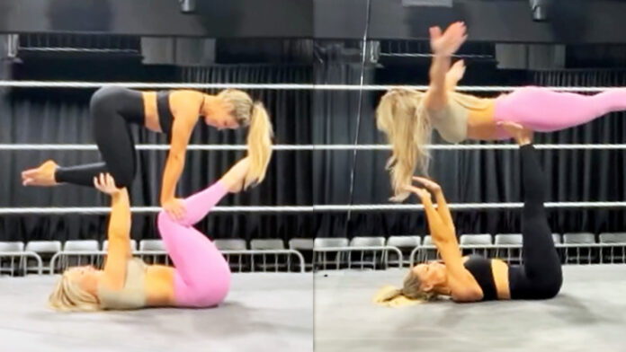 Trish Stratus and Tiffany Stratton Yoga